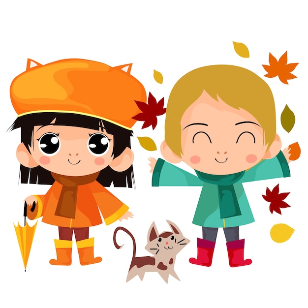 Autumn kids cartoon