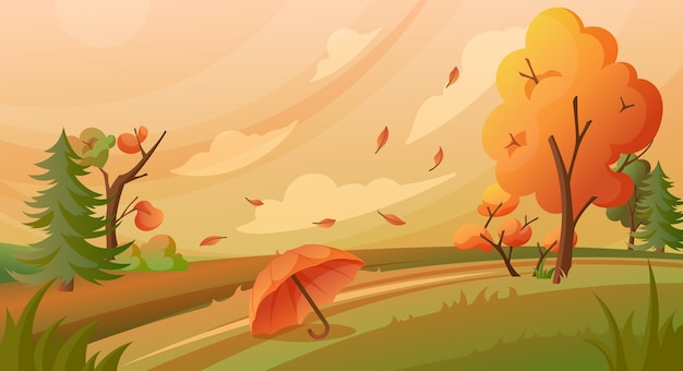 Vector autumn landscape in gradient design