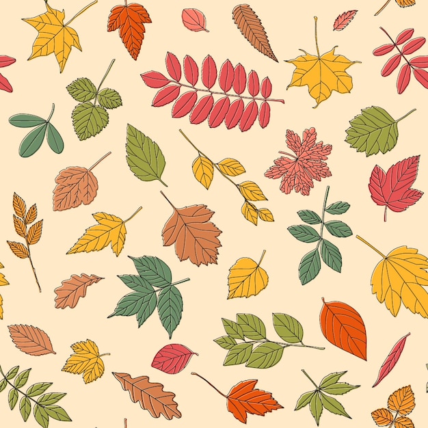 Vettore autumn leaf seamless pattern