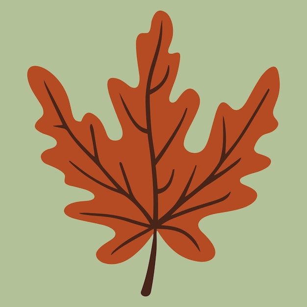 Autumn leaf simple flat cartoon vector illustration