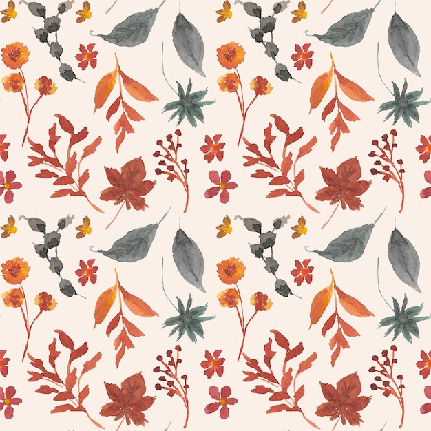 Autumn leaf watercolor seamless pattern