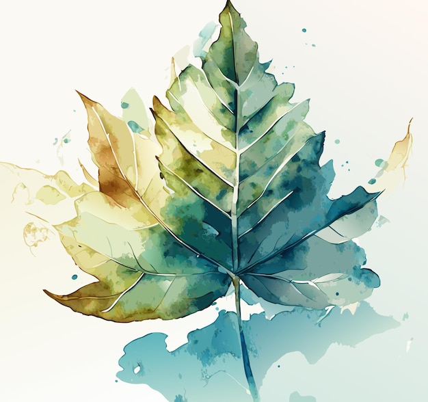 Vector autumn leaf watercolor vector illustration fall foliage watercolor effect seasonal