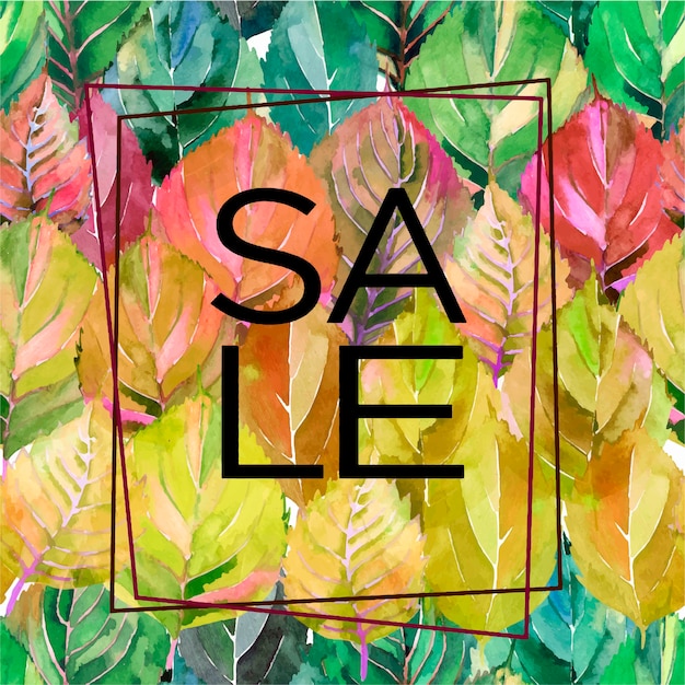 Autumn leaves background card with lettering sale