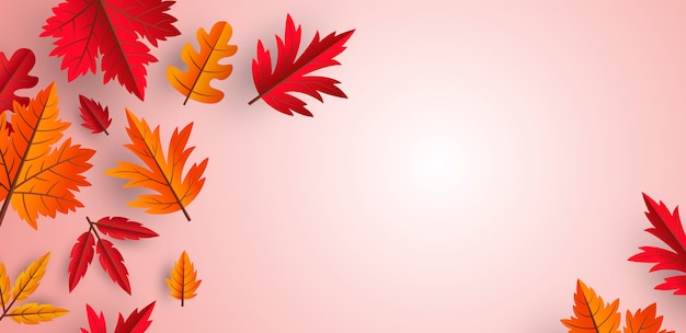 Autumn leaves background design with copy space