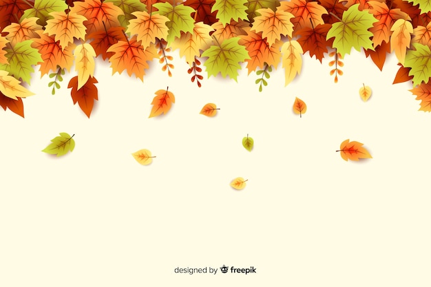 Autumn leaves background flat design