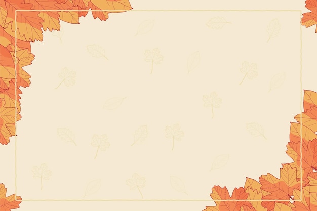 Autumn leaves background frame hand-drawn