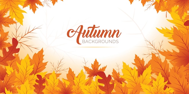 Autumn leaves background hand drawn flat autumn background maple leaf autumn background