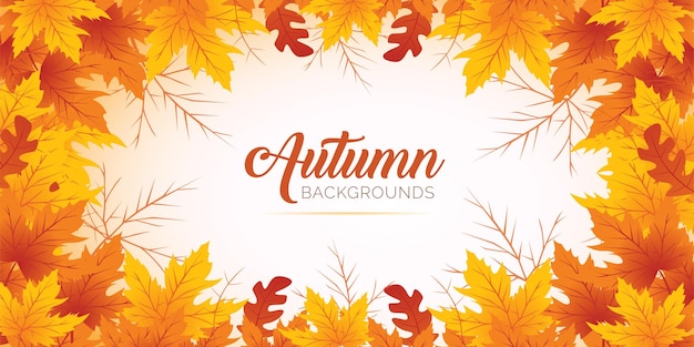 Autumn Leaves Background Hand Drawn Flat Autumn Background Maple Leaf Autumn Background