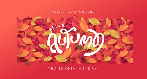 Autumn leaves background. thanksgiving day illustration.