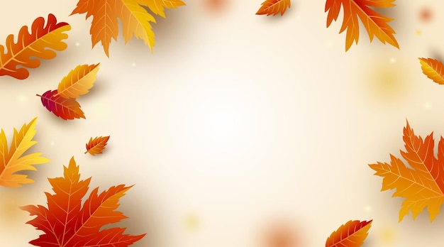 Autumn leaves banner background with copy space vector illustration