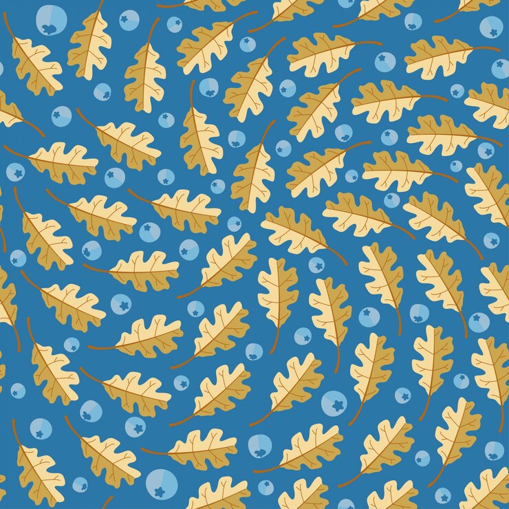 Vector autumn leaves and berry seamless pattern background