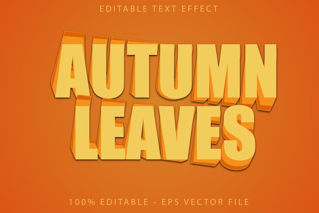 Autumn leaves bewerkbare tekst-effect cartoon stijl