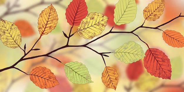 Vector autumn leaves on blurred background