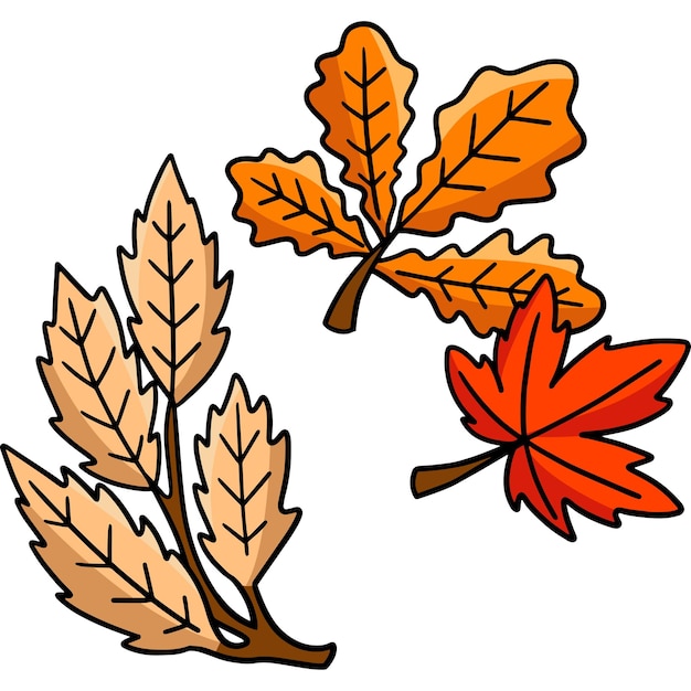 Autumn Leaves Cartoon Colored Clipart Illustration