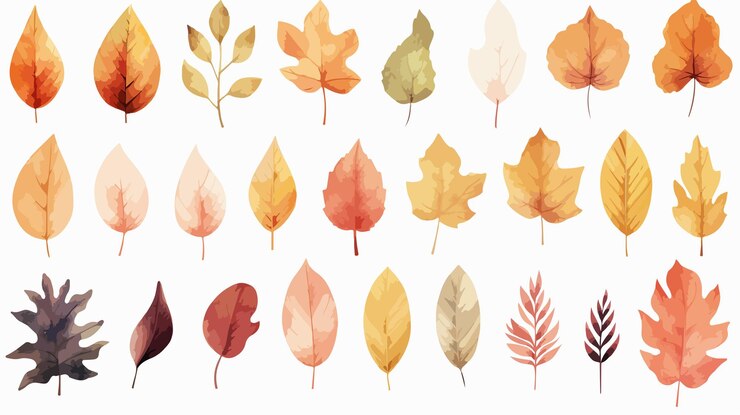 Vector autumn leaves collection on white background