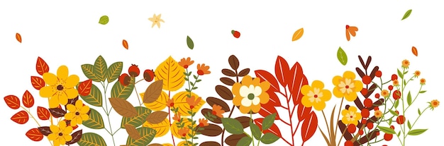 Autumn leaves in flat design isolated