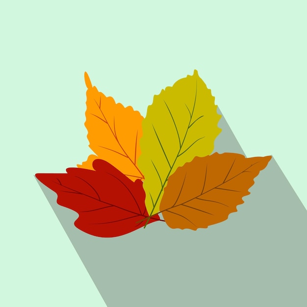 Vettore icona piana di foglie autunnali con ombra sullo sfondo