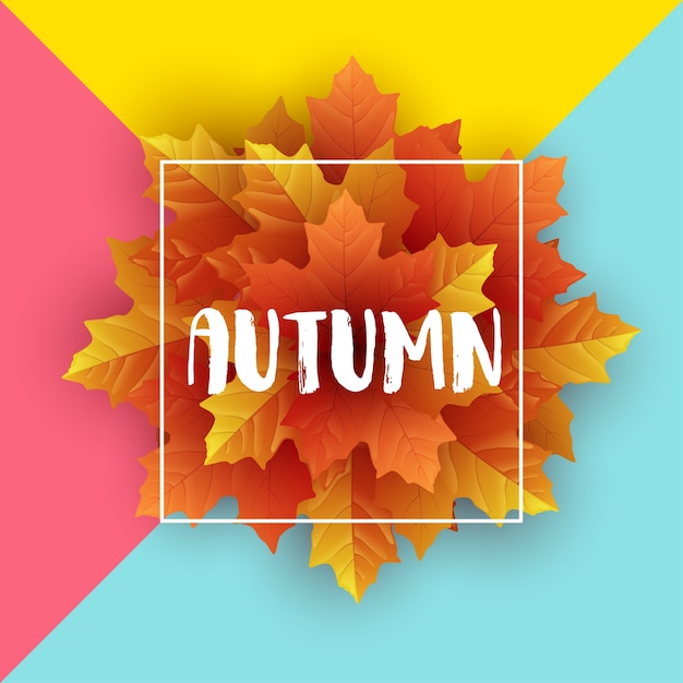 Vector autumn leaves flyer template with lettering