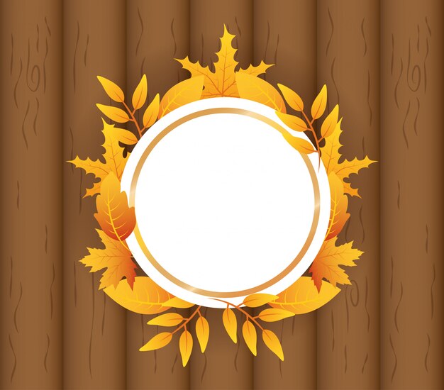 Vector autumn leaves foliage circular frame