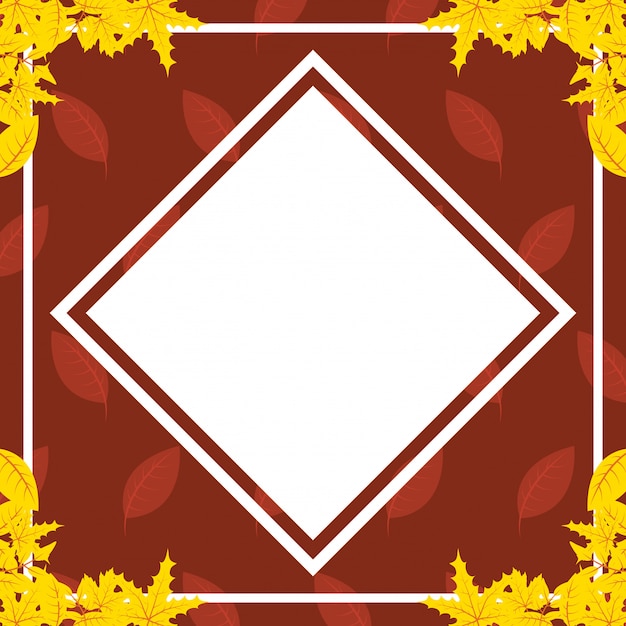 Autumn leaves foliage rhombus frame