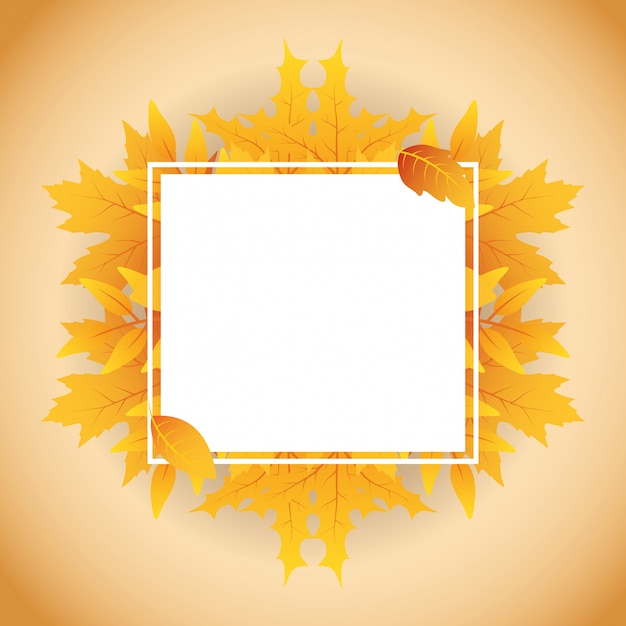 Autumn leaves foliage square frame