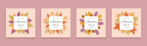 Autumn leaves frame cover set