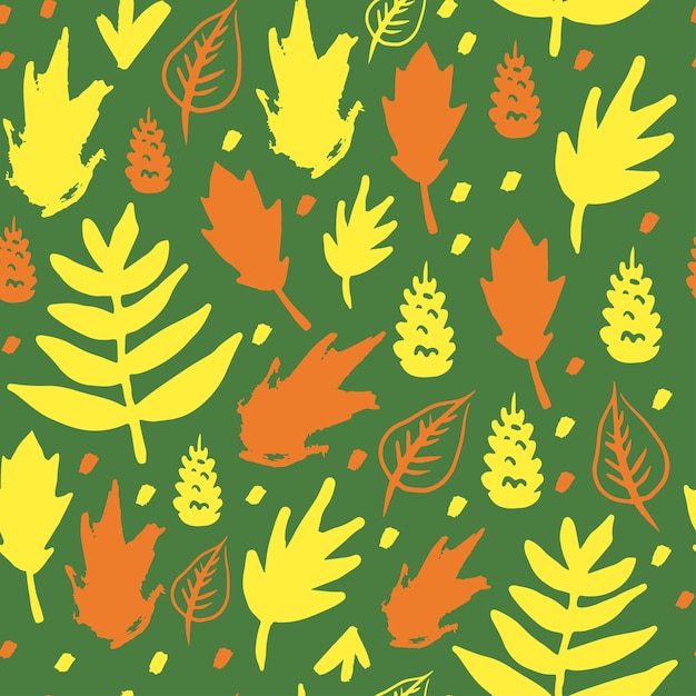 Autumn leaves hand drawn pattern