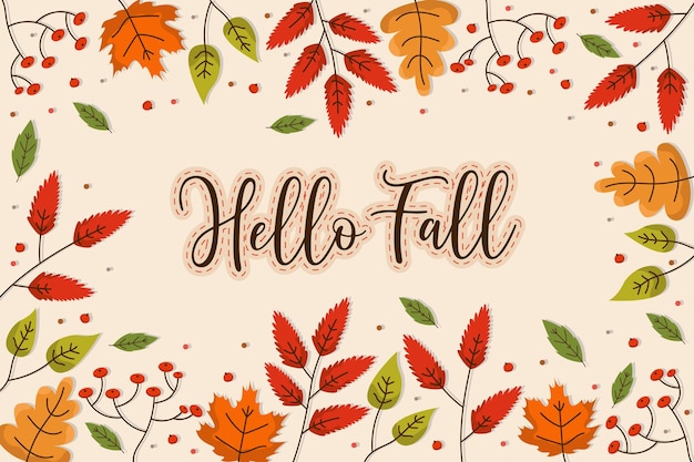 Vector autumn_leaves_hello_fall_illustration