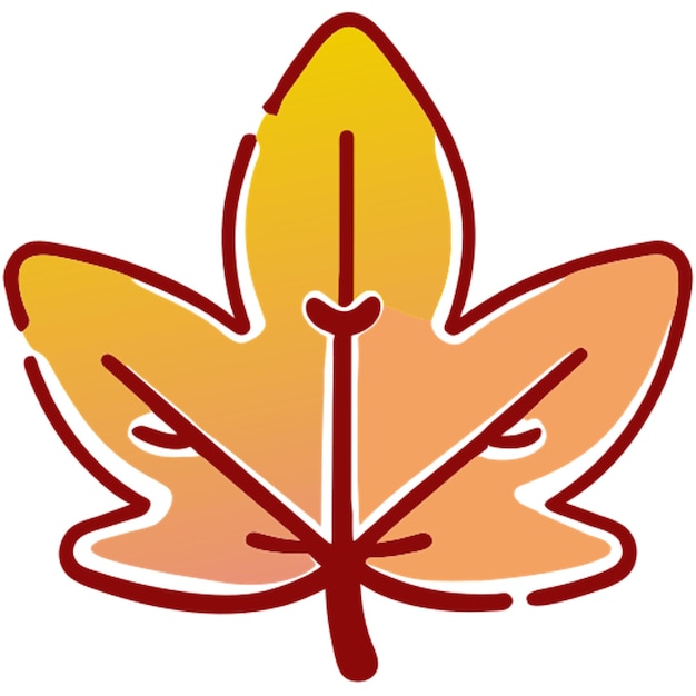 Autumn leaves icon doodle offset fill