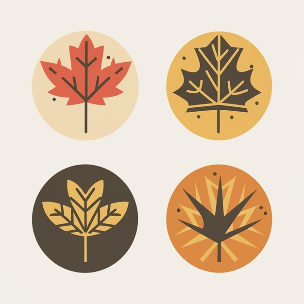 Vector autumn leaves icon set illustration