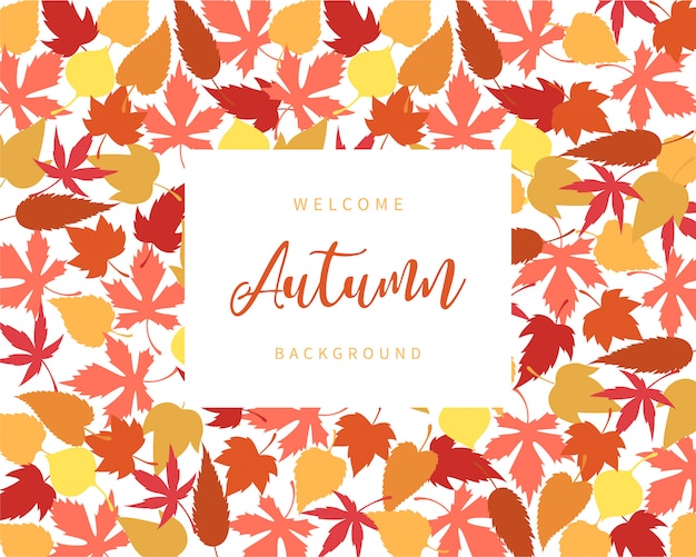 Vector autumn leaves orange yellow and brown theme background