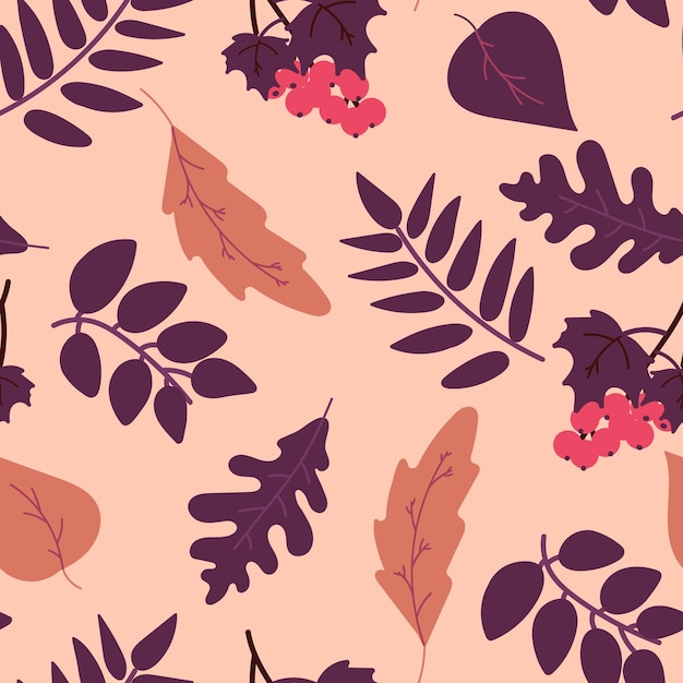 Осенние листья узор векторные иллюстрации для дизайна ткани или оберточной бумаги