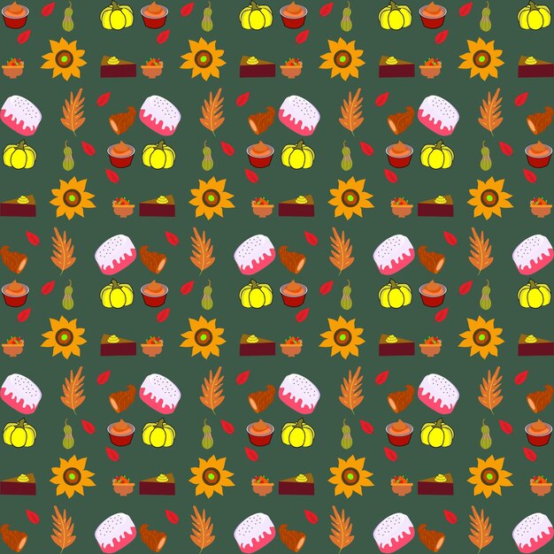 Autumn Leaves seamless pattern.Autumn seamless pattern with different leaves and plants.