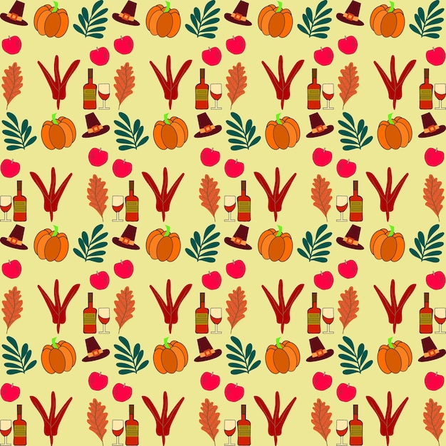 Vector autumn leaves seamless pattern.autumn seamless pattern with different leaves and plants.