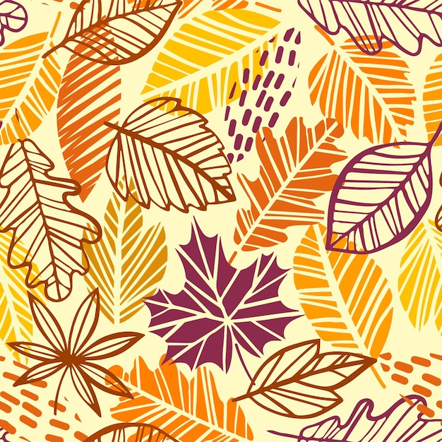 Autumn leaves seamless pattern fall background