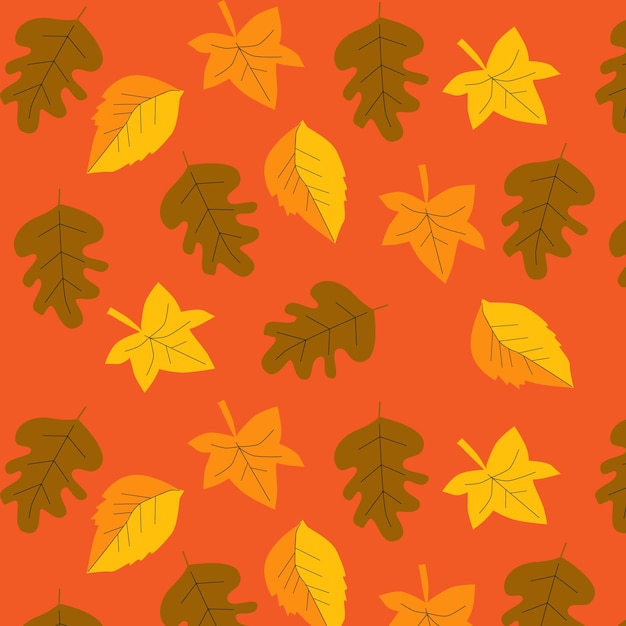 Autumn leaves seamless pattern in a hand drawn