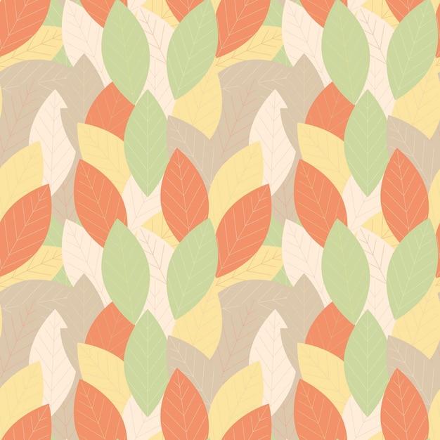 Autumn leaves seamless pattern  laurel pastel color for background backdrop cover wrapper