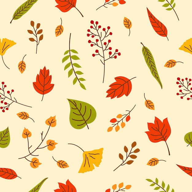 Autumn Leaves Seamless Pattern for Wallpaper