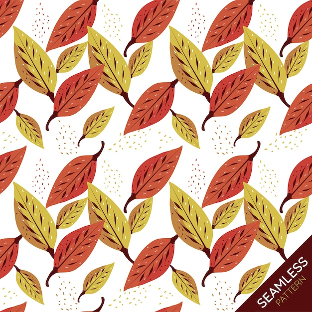 Vector autumn leaves seamless pattern on white background