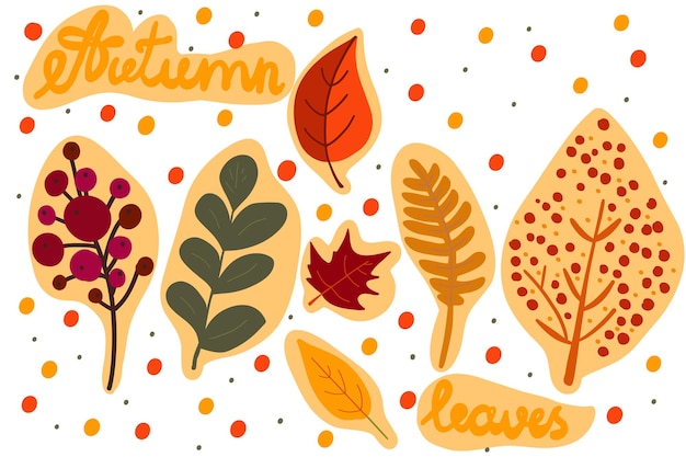 Autumn leaves set hand drawn vector icons