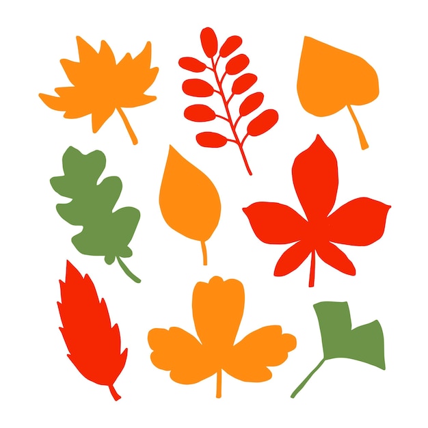 Осенние листья силуэт цветной дизайн коллекции проекта