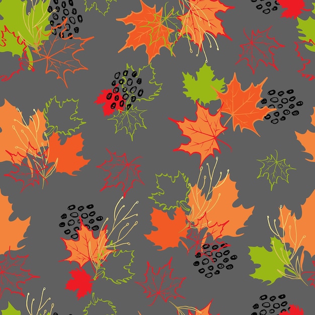 Autumn leaves vector seamless pattern background for fabrics prints packaging and postcards