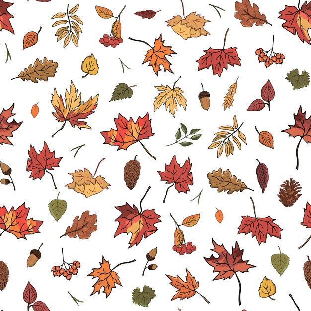 Autumn leaves vector seamless pattern