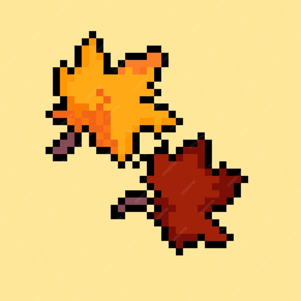 Premium Vector Autumn Leaves With Pixel Art Style