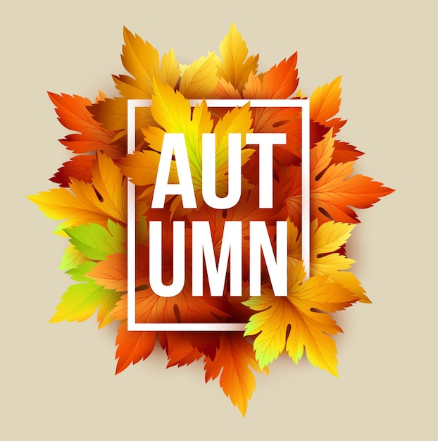 Autumn lettering with dry leaves