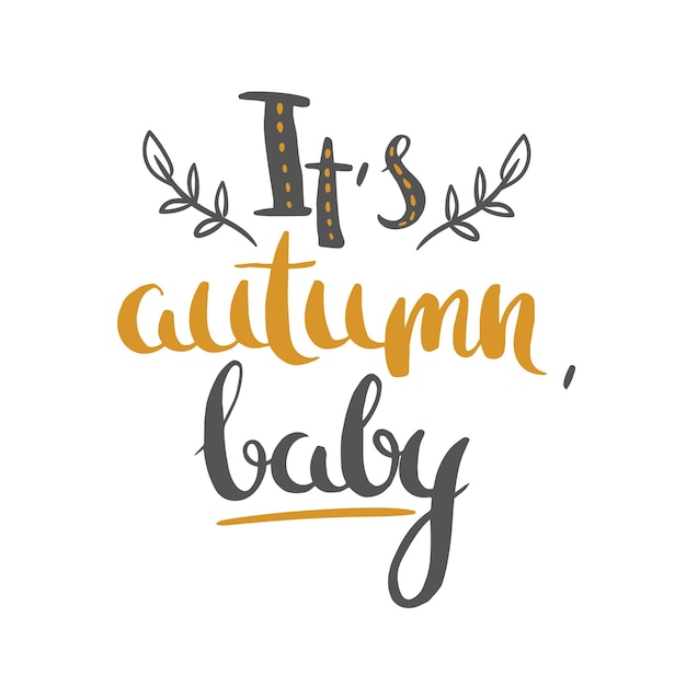 Autumn lettering with floral elements