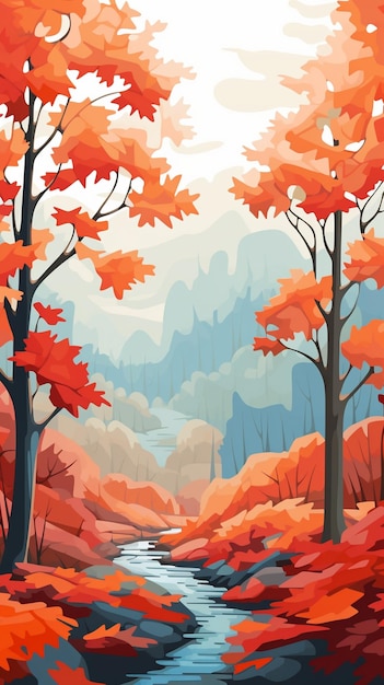 Vector autumn maple forest 4