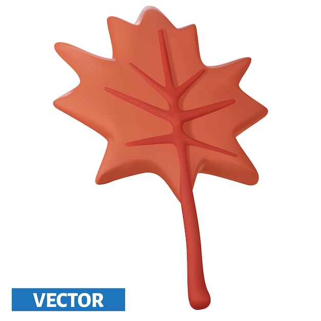 Вектор Осенний кленовый лист 3d векторный элемент иконы