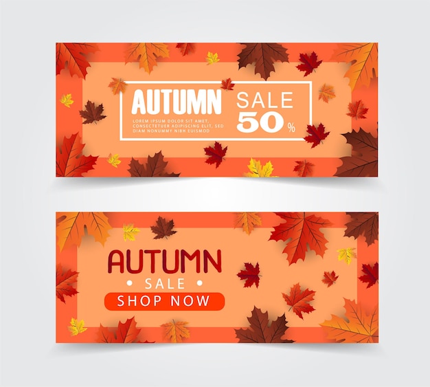 Autumn maple leaf banner