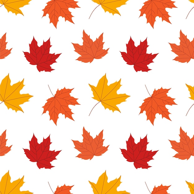 Autumn maple leaves seamless pattern background Beautiful minimalistic colorful print of leaves